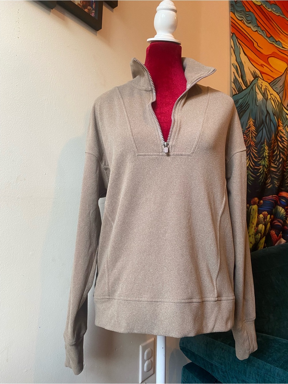 RBX Taupe super soft Half-Zip Pullover Sweatshirt